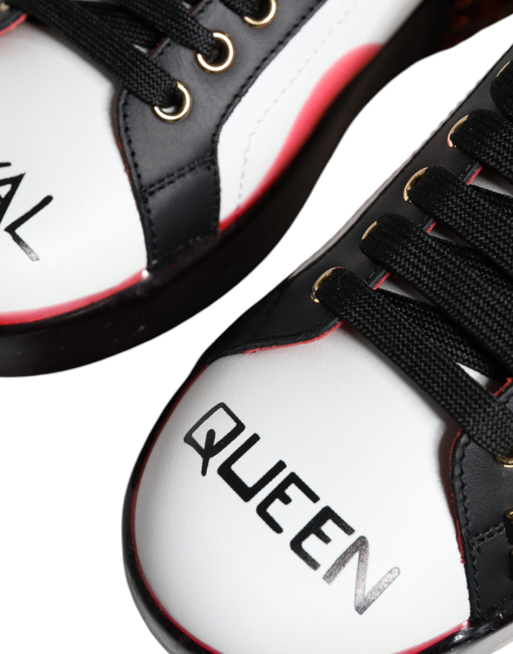Vita Röda Kristaller Läder Portofino Sneakers Skor