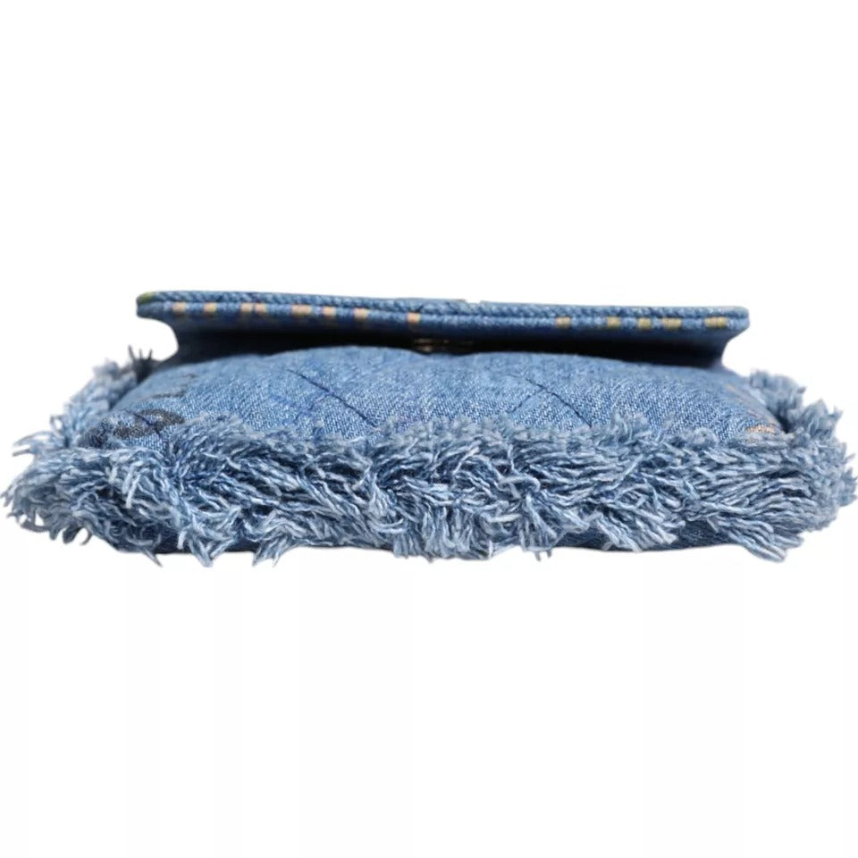 Denim Mood Flap Micro Logo Printed Frynsede Skulderveske