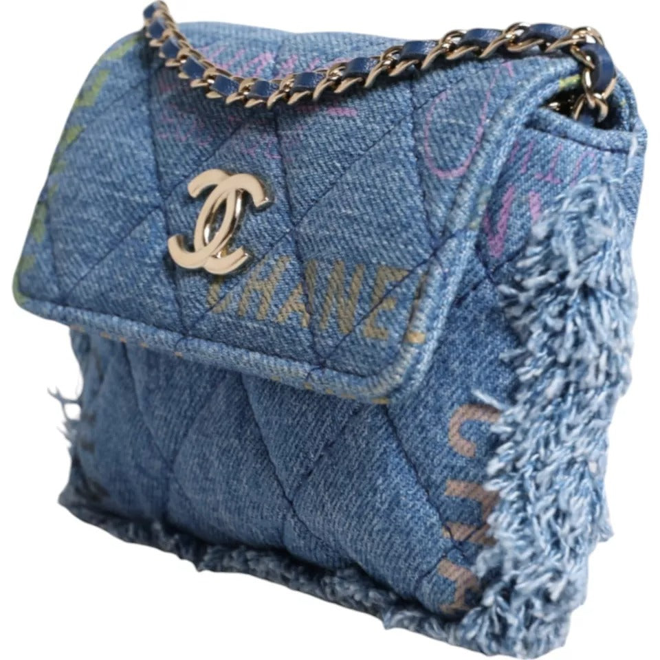 Denim Mood Flap Micro Logo Printed Fransed Axelväska