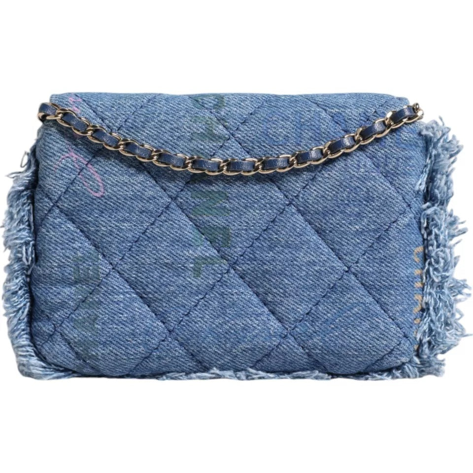 Denim Mood Flap Micro Logo Printed Fransed Axelväska