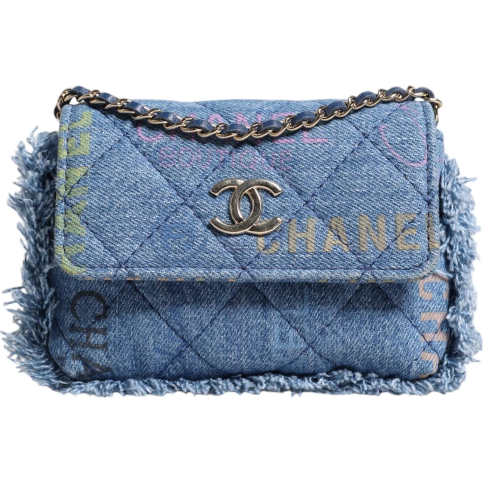 Denim Mood Flap Micro Logo Printed Fransed Axelväska