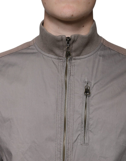 Armani Jeans Brun Bomull Full Zip Bomber Logo Jakke