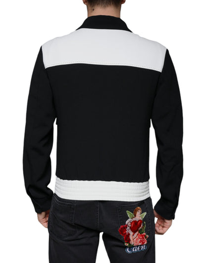 Dolce &amp; Gabbana Svartvit DG Crown Heldragkedja Blousonjacka