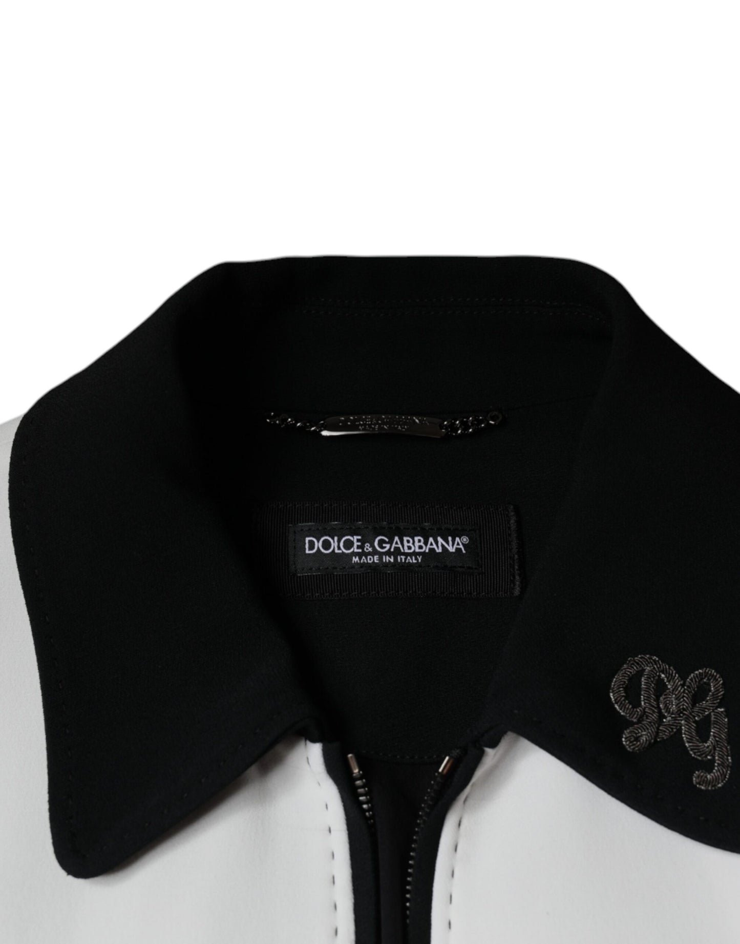 Dolce &amp; Gabbana Svartvit DG Crown Heldragkedja Blousonjacka