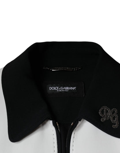Dolce &amp; Gabbana Svartvit DG Crown Heldragkedja Blousonjacka