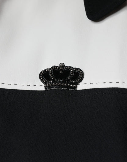 Dolce &amp; Gabbana Svartvit DG Crown Heldragkedja Blousonjacka