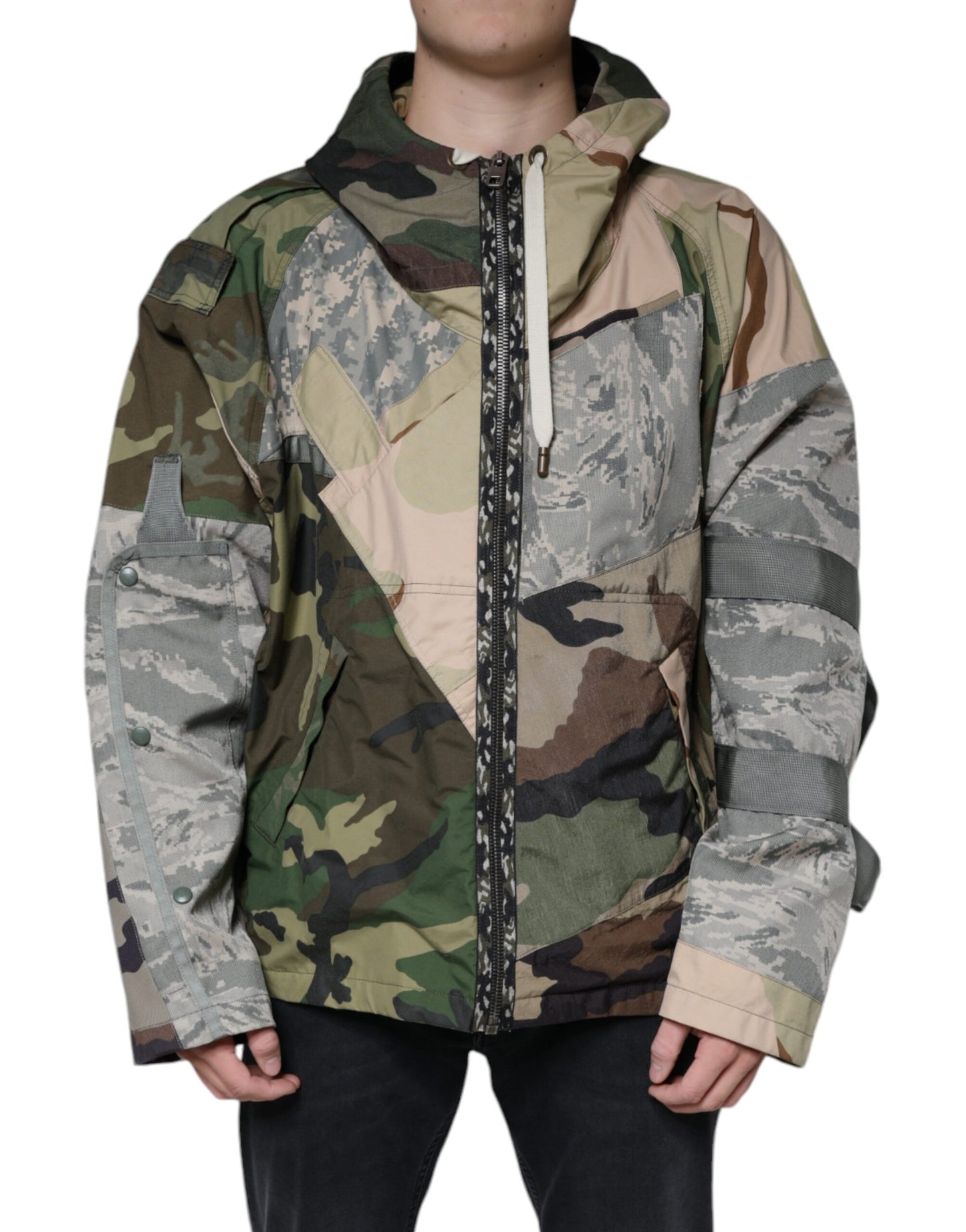 Dolce &amp; Gabbana Flerfarget Kamuflasje Full Zip Hettejakke