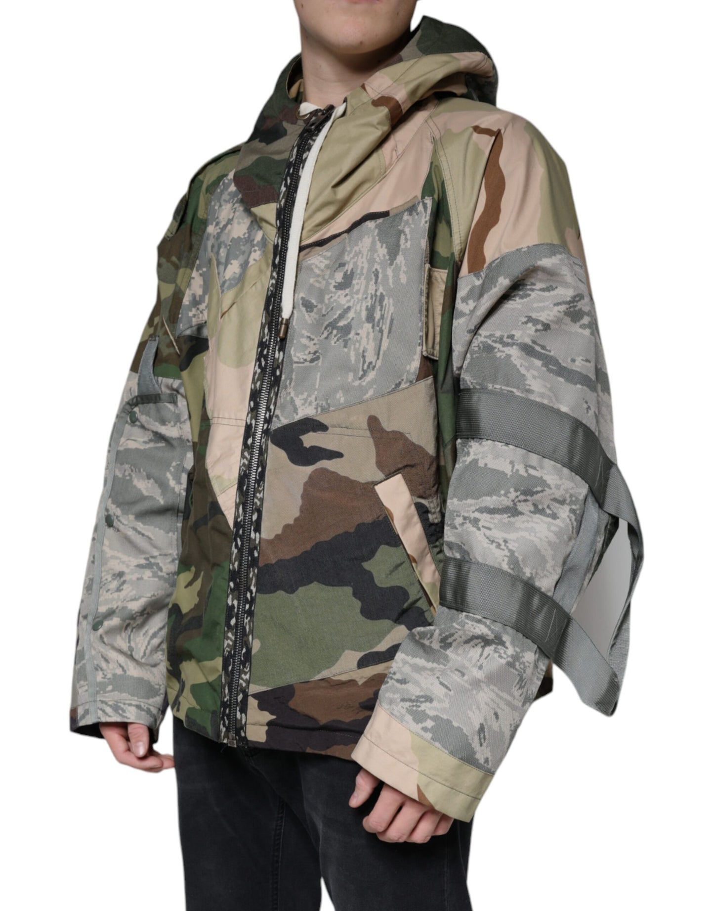 Dolce &amp; Gabbana Flerfarget Kamuflasje Full Zip Hettejakke