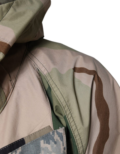 Dolce &amp; Gabbana Flerfarget Kamuflasje Full Zip Hettejakke