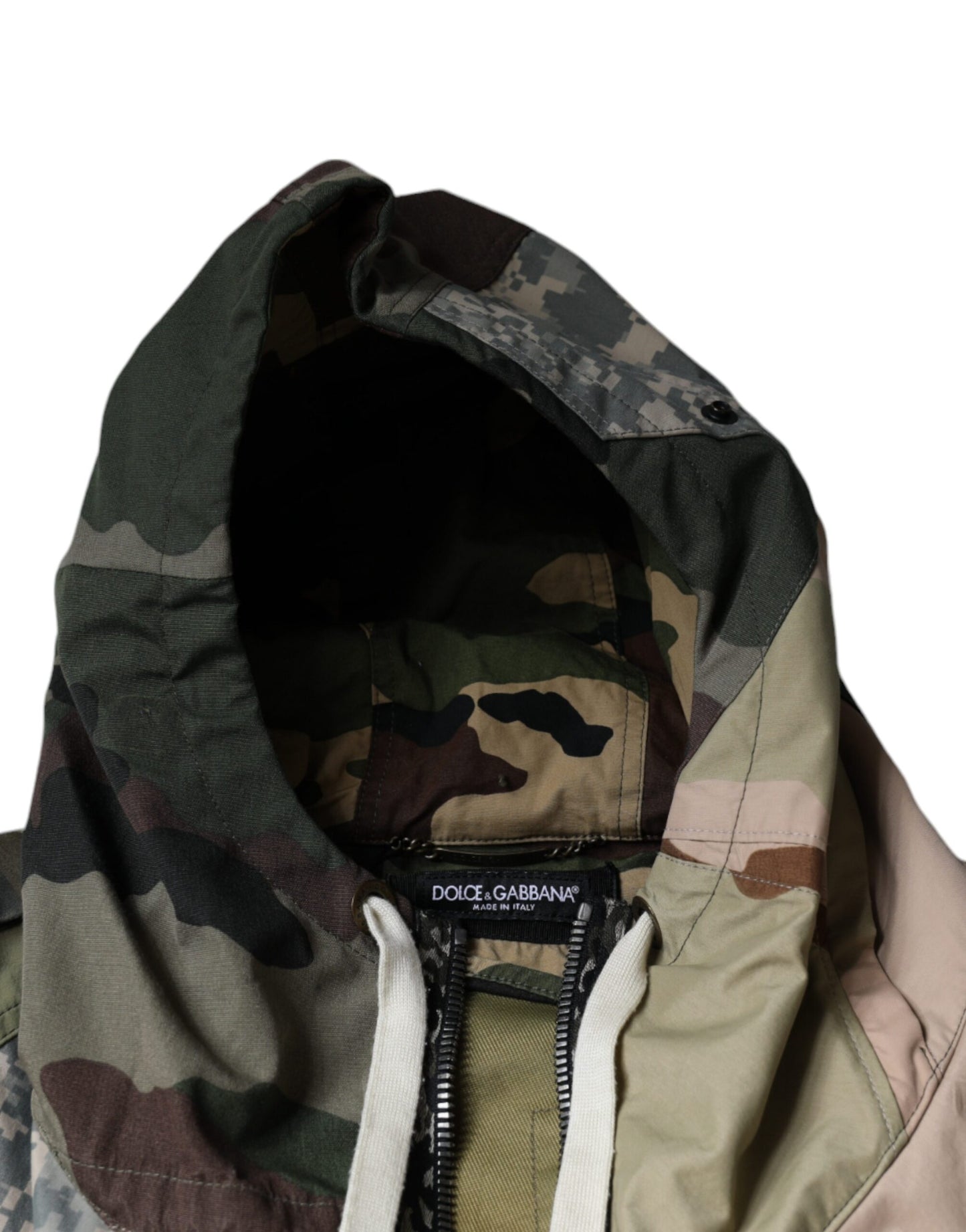 Dolce &amp; Gabbana Flerfarget Kamuflasje Full Zip Hettejakke