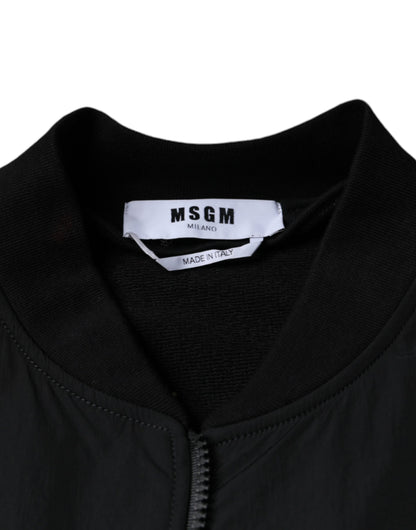 MSGM Svart bomullsjacka med långa ärmar och dragkedja