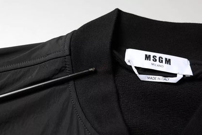 MSGM Svart bomullsjacka med långa ärmar och dragkedja
