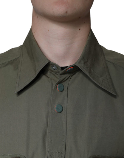 Dolce &amp; Gabbana Militärgrön Bomullsjacka med Böjd Krage
