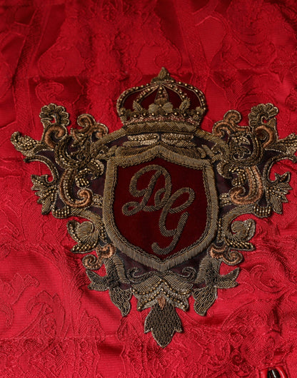 Dolce &amp; Gabbana rød vattert bomberjakke med gullkronelogo