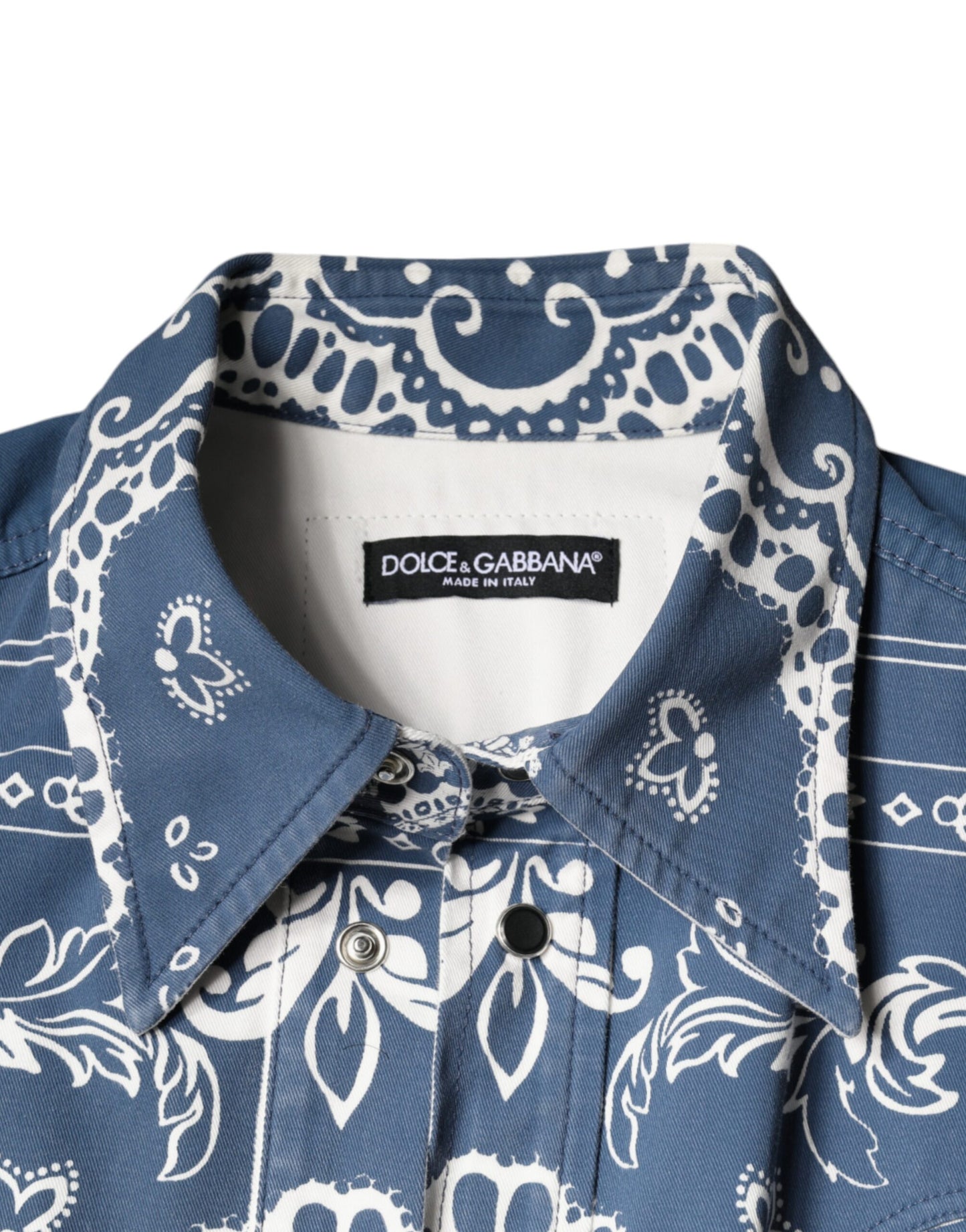 Dolce &amp; Gabbana Blåvit Bandana Mönstrad Bomullsskjorta Casual