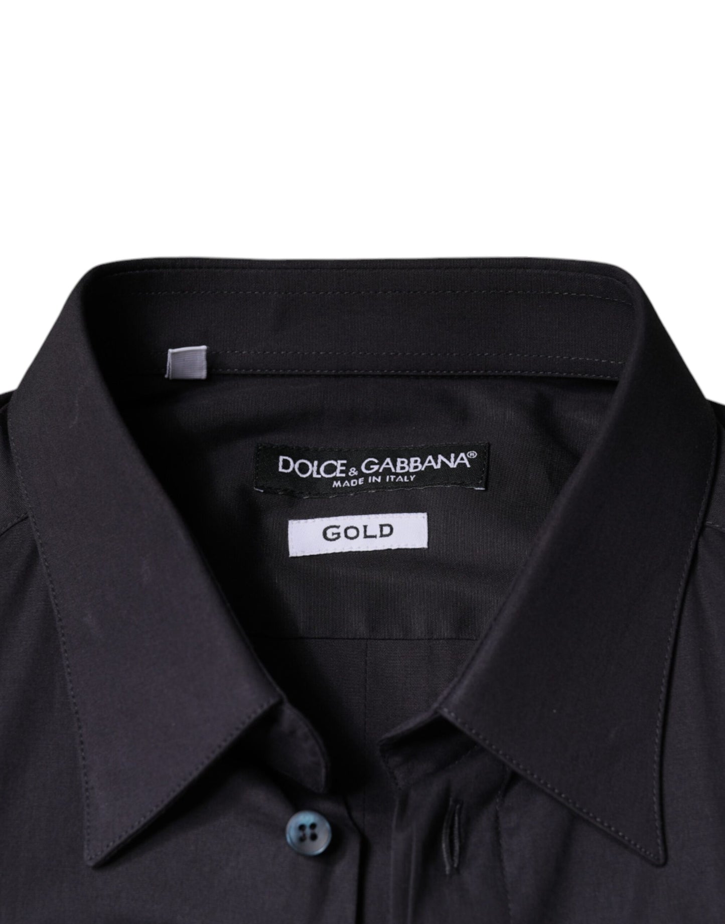Dolce &amp; Gabbana Svart Bomulls Stretchklänning GULD Formell Skjorta