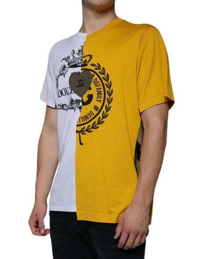 Dolce &amp; Gabbana Hvit Gul Logo Print Kortermet T-skjorte
