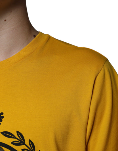 Dolce &amp; Gabbana Hvit Gul Logo Print Kortermet T-skjorte