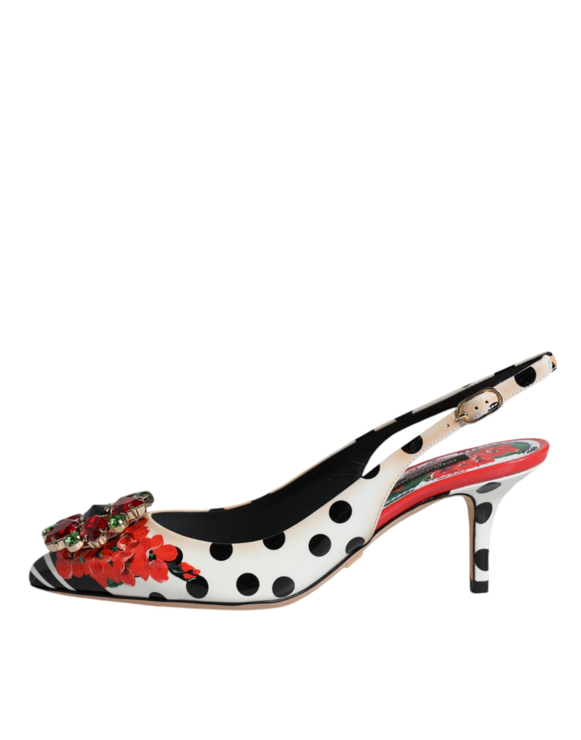 Flerfargede slingback-sko med krystaller i skinn