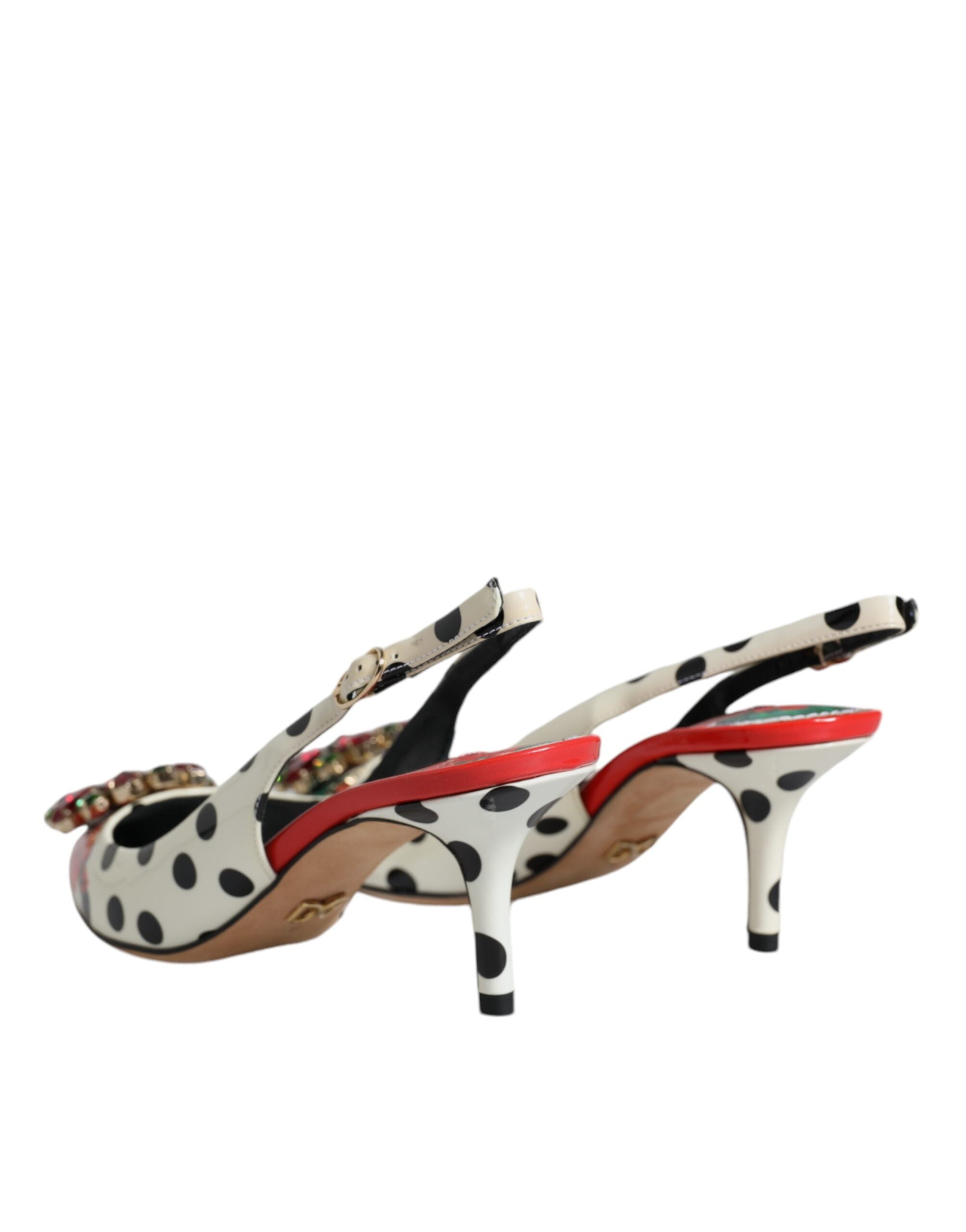 Flerfargede slingback-sko med krystaller i skinn