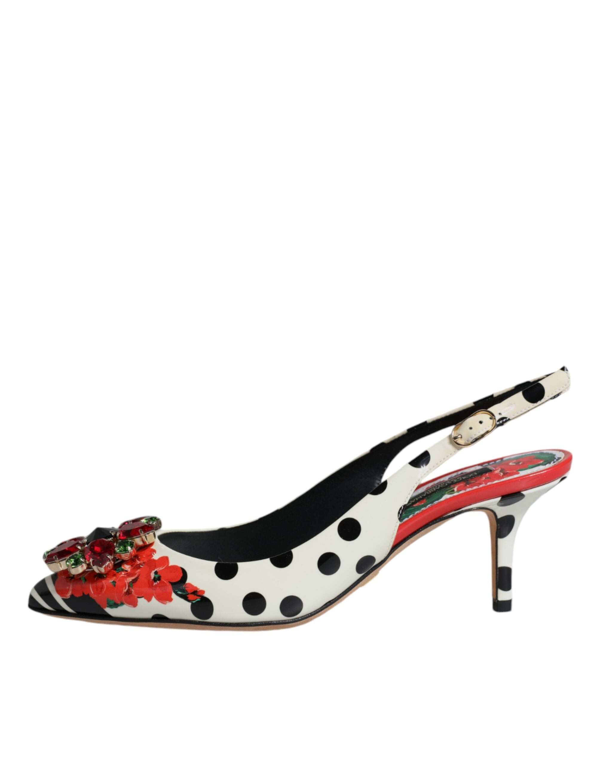 Flerfargede slingback-sko med krystaller i skinn