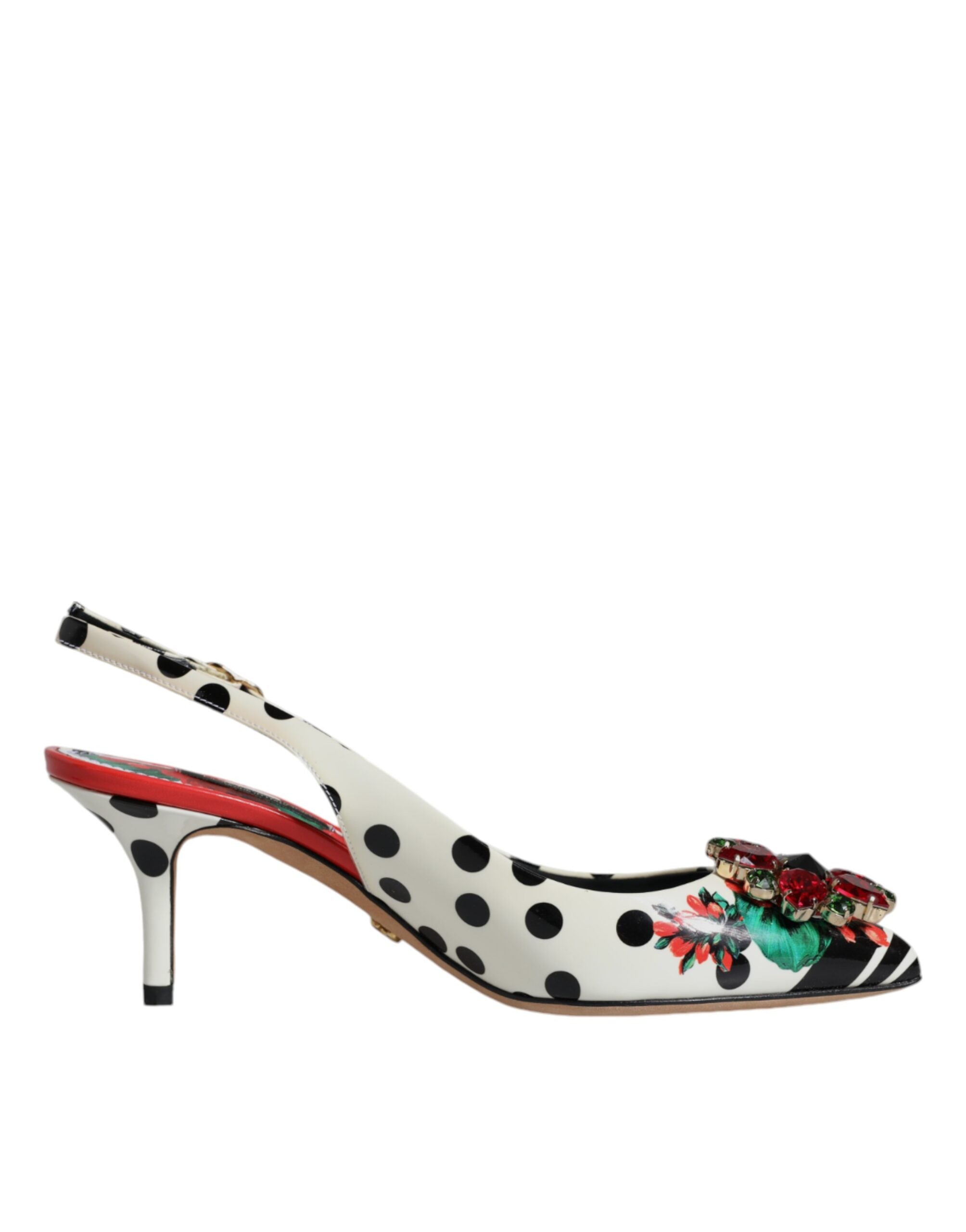 Flerfargede slingback-sko med krystaller i skinn