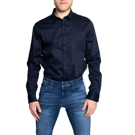 Armani Exchange blå bomullsskjorta