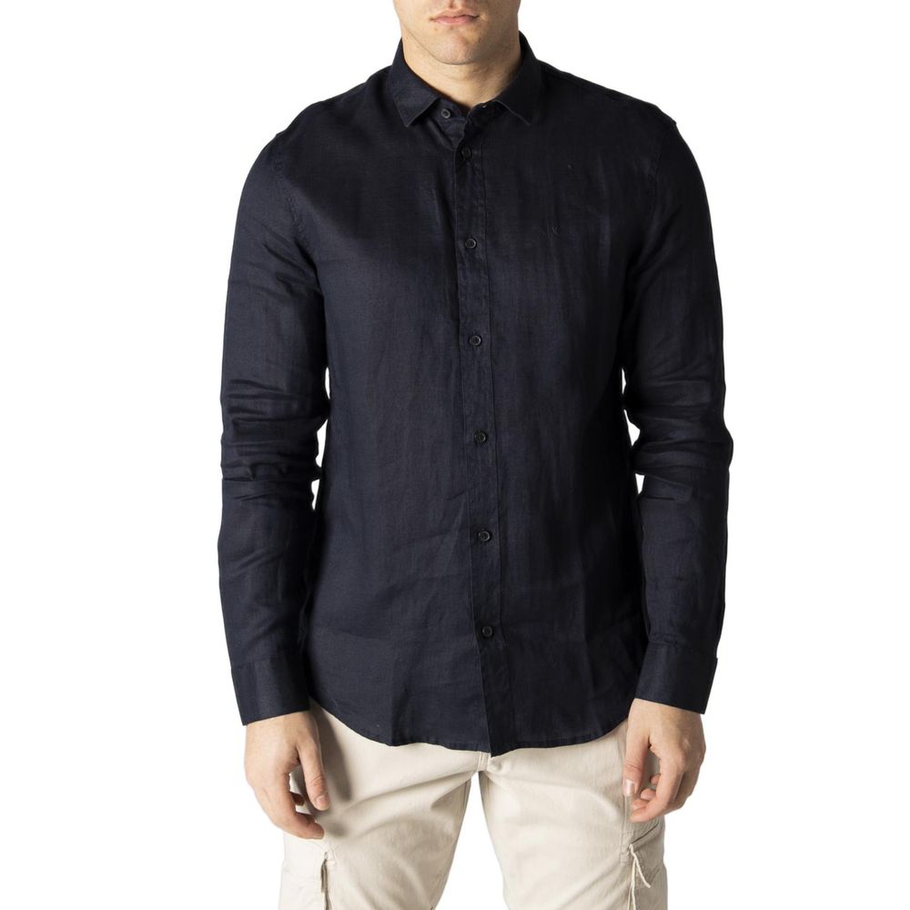 Armani Exchange Blå Linneskjorta