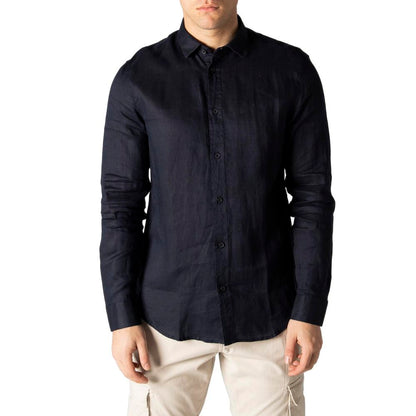 Armani Exchange Blå Linneskjorta