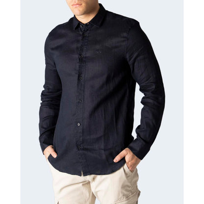 Armani Exchange Blå Linneskjorta