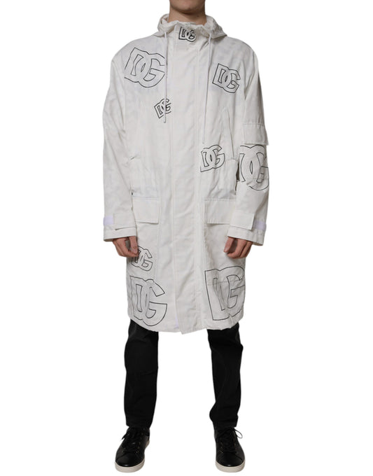 Dolce &amp; Gabbana Vit parkas med huva i polyester, trenchcoat