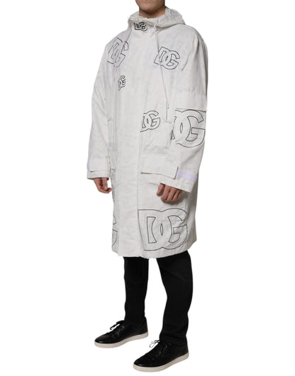Dolce &amp; Gabbana Vit parkas med huva i polyester, trenchcoat