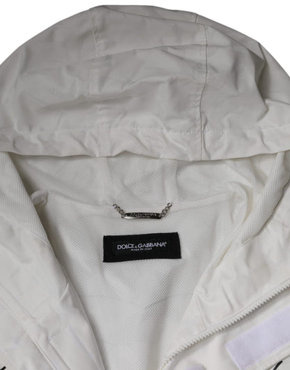 Dolce &amp; Gabbana Vit parkas med huva i polyester, trenchcoat