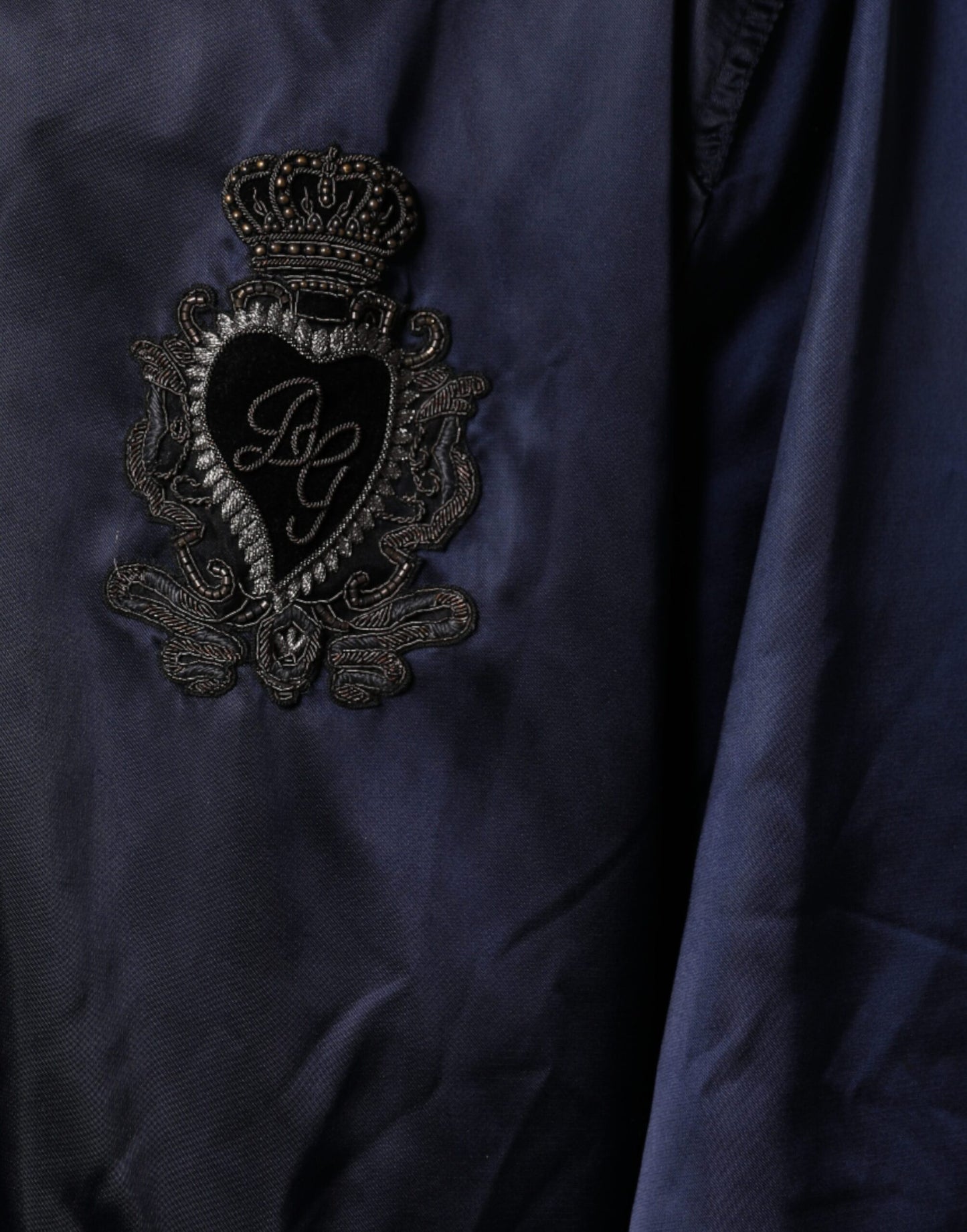 Dolce &amp; Gabbana Blå Crown Heart Full Zip Bomberjacka för Herr