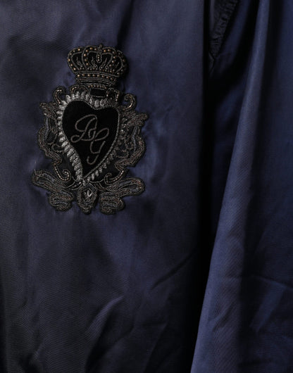 Dolce &amp; Gabbana Blå Crown Heart Full Zip Bomberjacka för Herr