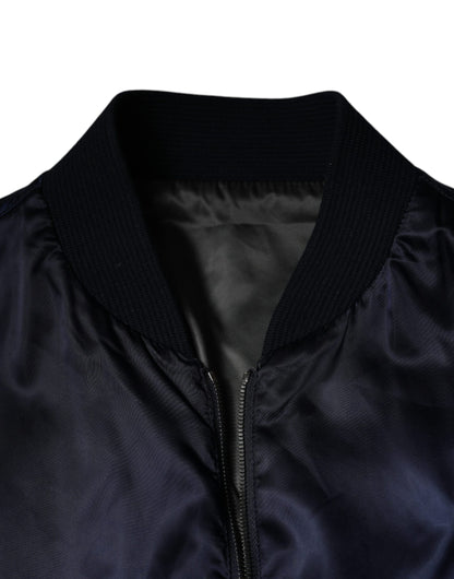 Dolce &amp; Gabbana Blå Crown Heart Full Zip Bomberjacka för Herr