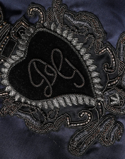 Dolce &amp; Gabbana Blå Crown Heart Full Zip Bomberjacka för Herr