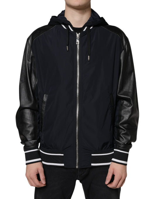 Dolce &amp; Gabbana Svart Huva Full Dragkedja Herr Bomberjacka