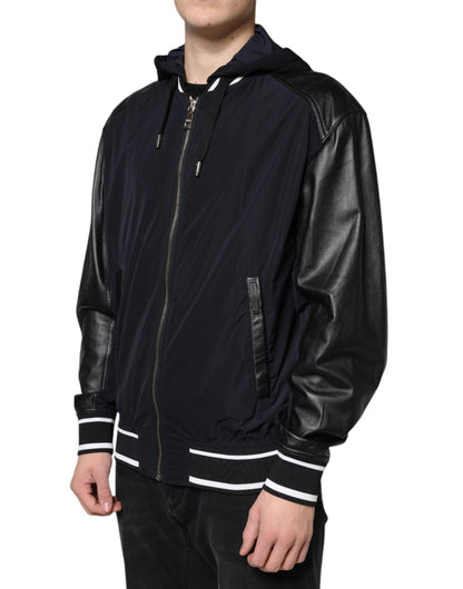 Dolce &amp; Gabbana Svart Huva Full Dragkedja Herr Bomberjacka