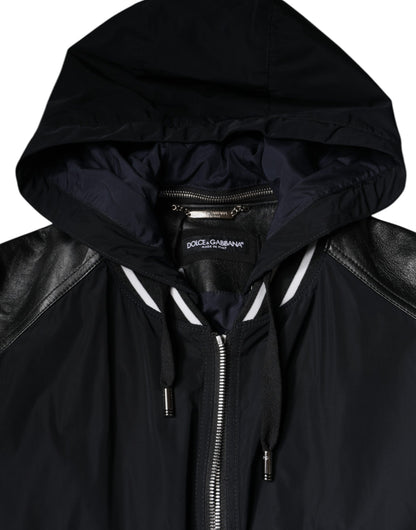 Dolce &amp; Gabbana Svart Huva Full Dragkedja Herr Bomberjacka