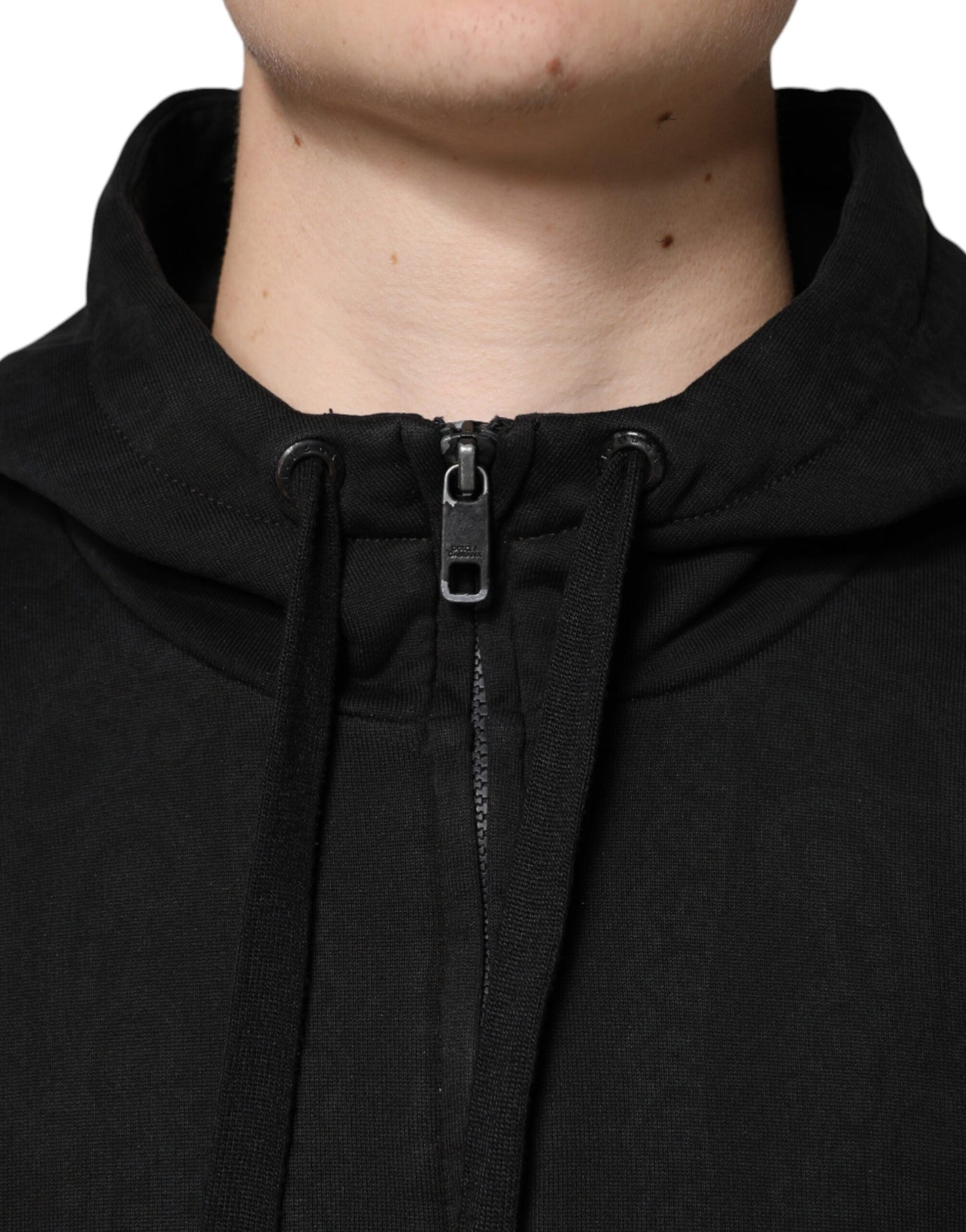 Dolce &amp; Gabbana Svart bomullsbomberjacka med dragkedja och huva