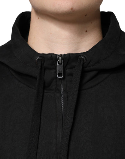 Dolce &amp; Gabbana Svart bomullsbomberjacka med dragkedja och huva