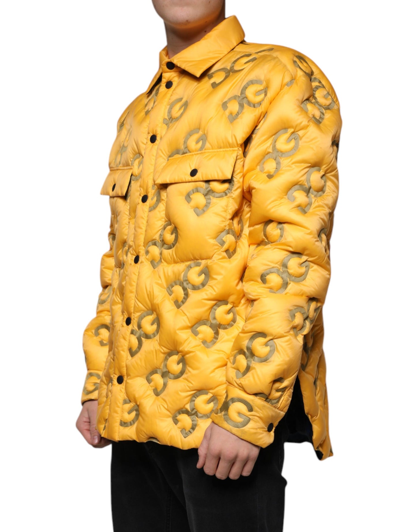 Dolce &amp; Gabbana Gul Vadderad Blousonjacka med Knappar och Logotyp