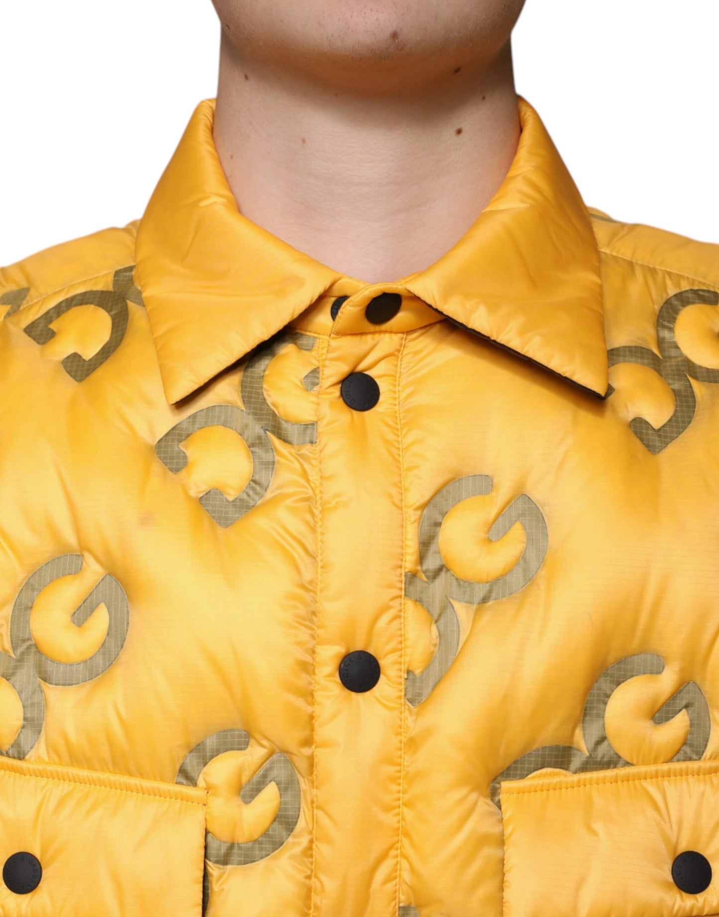 Dolce &amp; Gabbana Gul Vadderad Blousonjacka med Knappar och Logotyp
