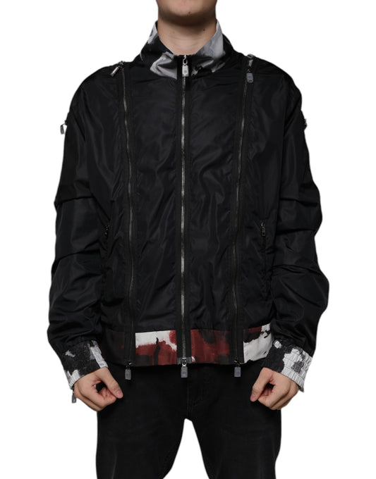 Dolce &amp; Gabbana Svart Nylon Full Dragkedja Herr Bomberjacka