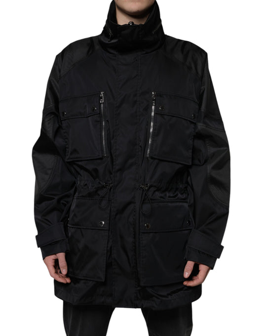 Dolce &amp; Gabbana Svart Nylon Vinterparkas Jacka Herr