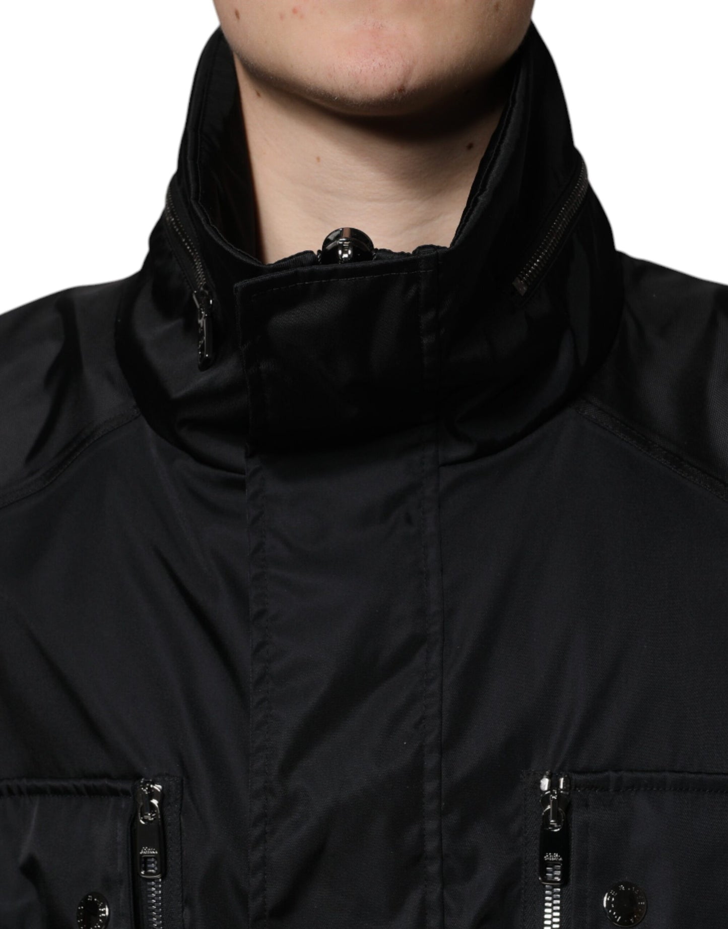 Dolce &amp; Gabbana Svart Nylon Vinterparkas Jacka Herr
