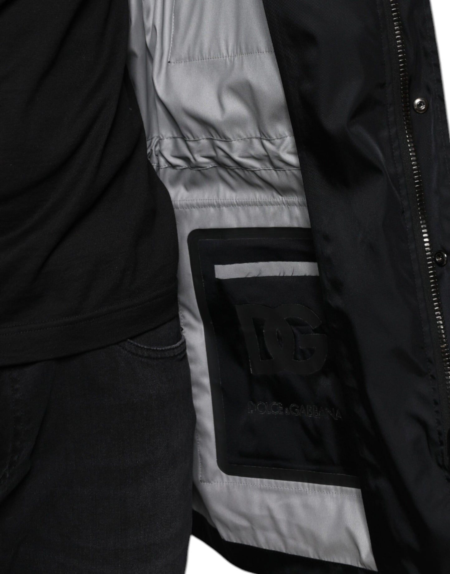 Dolce &amp; Gabbana Svart Nylon Vinterparkas Jacka Herr