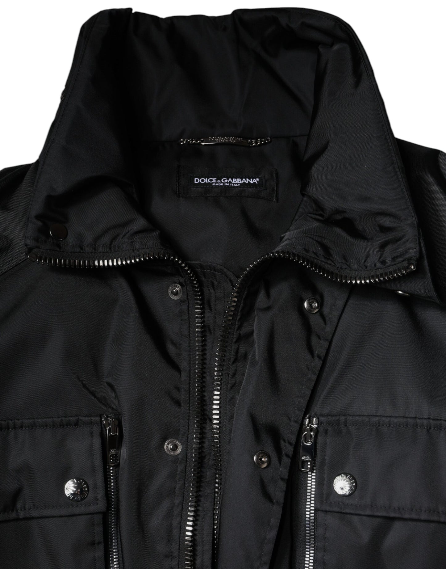 Dolce &amp; Gabbana Svart Nylon Vinterparkas Jacka Herr