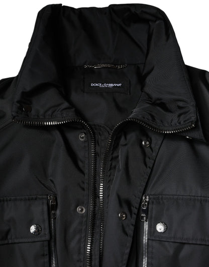 Dolce &amp; Gabbana Svart Nylon Vinterparkas Jacka Herr